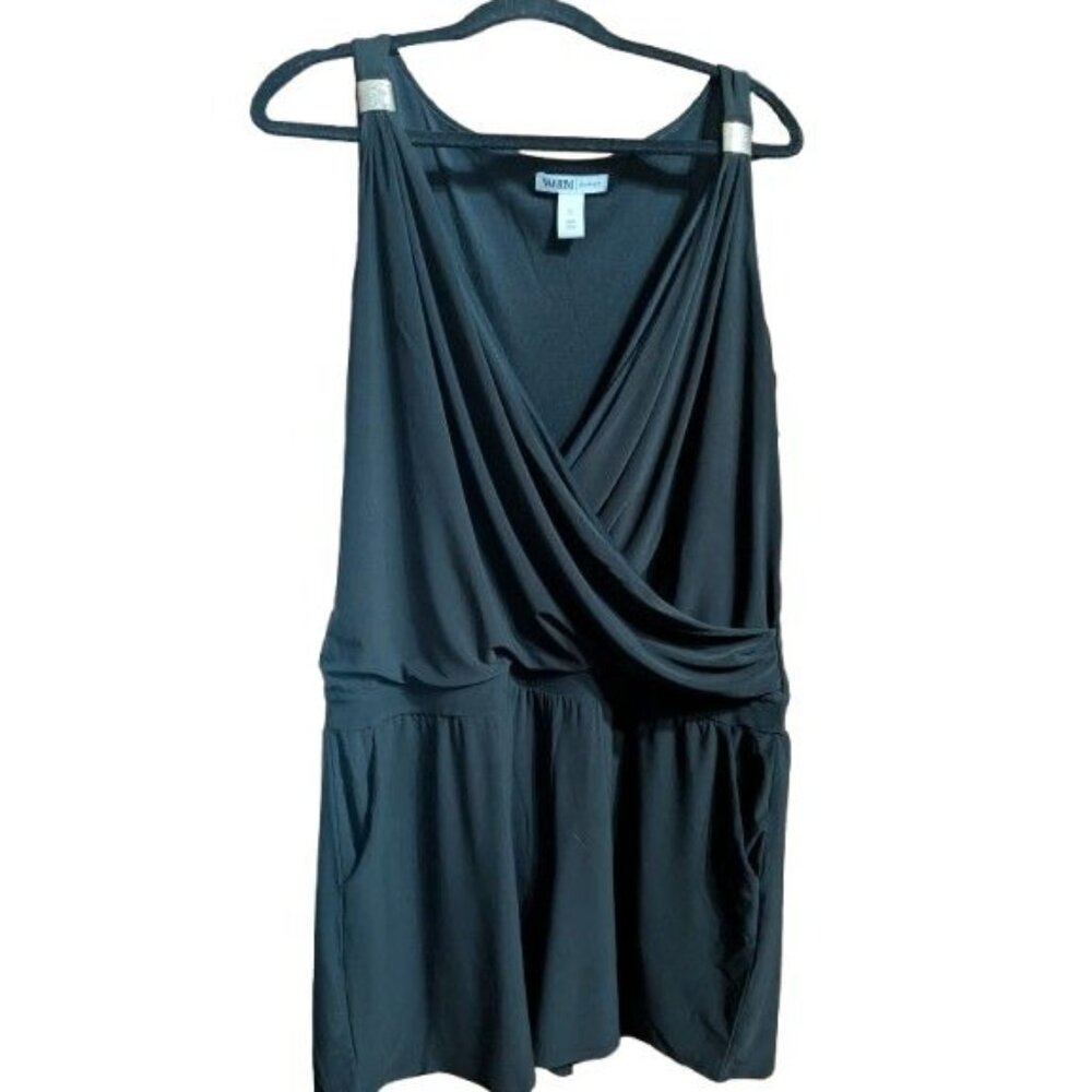White House Black Market Romper Black with Silver Tone Accents Size XL